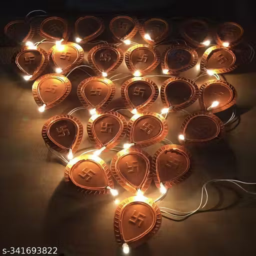 BriKSHi Curtain 21 String Diya Lights Window Curtain Lights with Flashing Modes Decoration for Christmas, Wedding, Party, Home, Festival,Religious