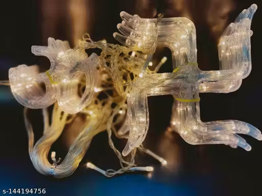 Om Swastik 6+6 Curtain Series LED Lights (Warm White) with 8 mode Function flickering for Decoration on Diwali Festival and Party