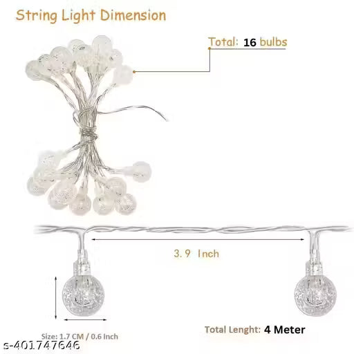 X4Cart® 14 LED 4 Meter Crystal Goti Night Light | Plug in Night lamp | dim Light for Bedroom Night | Night lamp for Bedroom Plug Type | LED (Golden)