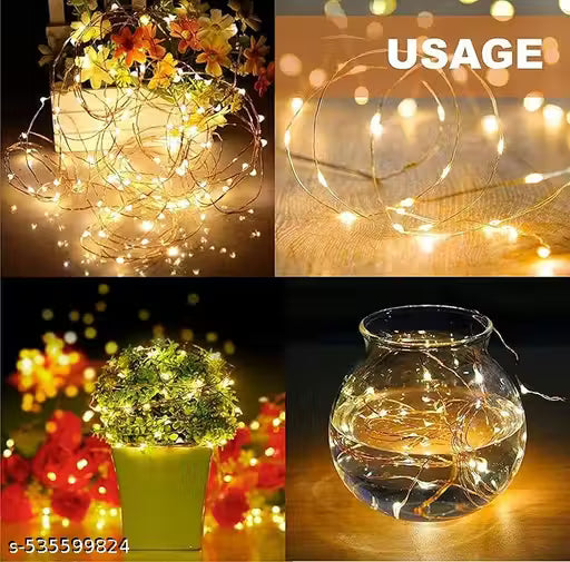 WTC Fairy Cork Light -20 Led Waterproof Cork String Light (2M Battery Oprated) , Wedding, Christmas Decoration, Indoor & Outdoor Decorations, Diy Crafts (Pack Of 6, 2 Meters, Brown, Yellow