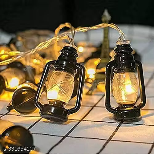 14 LED 3 Meter Black Lantern LED String Light for Indoor & Outdoor Decoration Fairy Rice Lights for Festival Decoration (Wamr White, Plug-In)